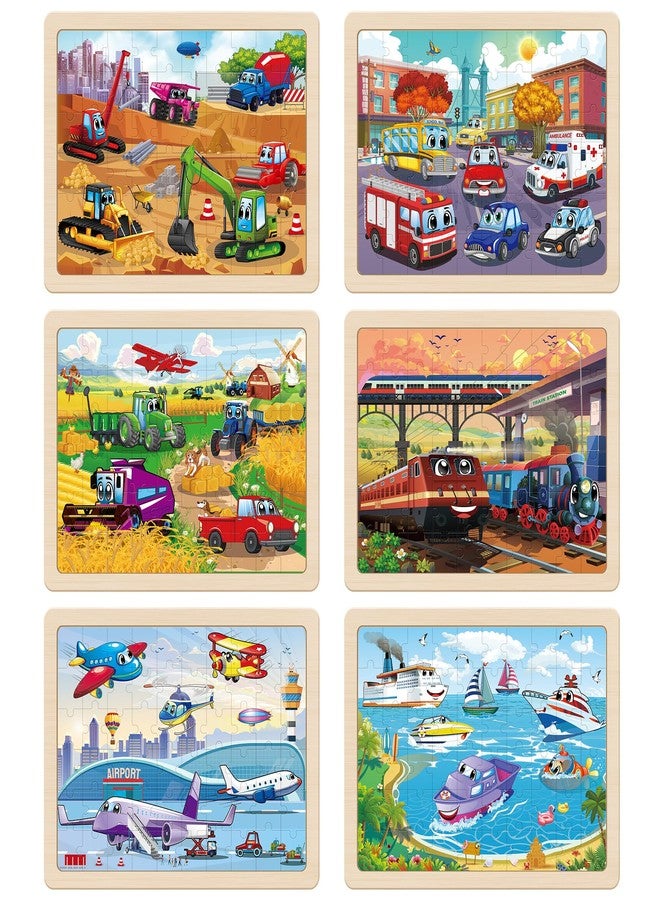 SYNARRY Wooden Vehicle Puzzles for Kids Ages 4-6, 6 Packs 60 PCs Jigsaw Puzzles Preschool Educational Toys Gifts for Children Ages 4-8, Kids Toys Gifts for 4+ Year Olds Boys Girls - Image 2
